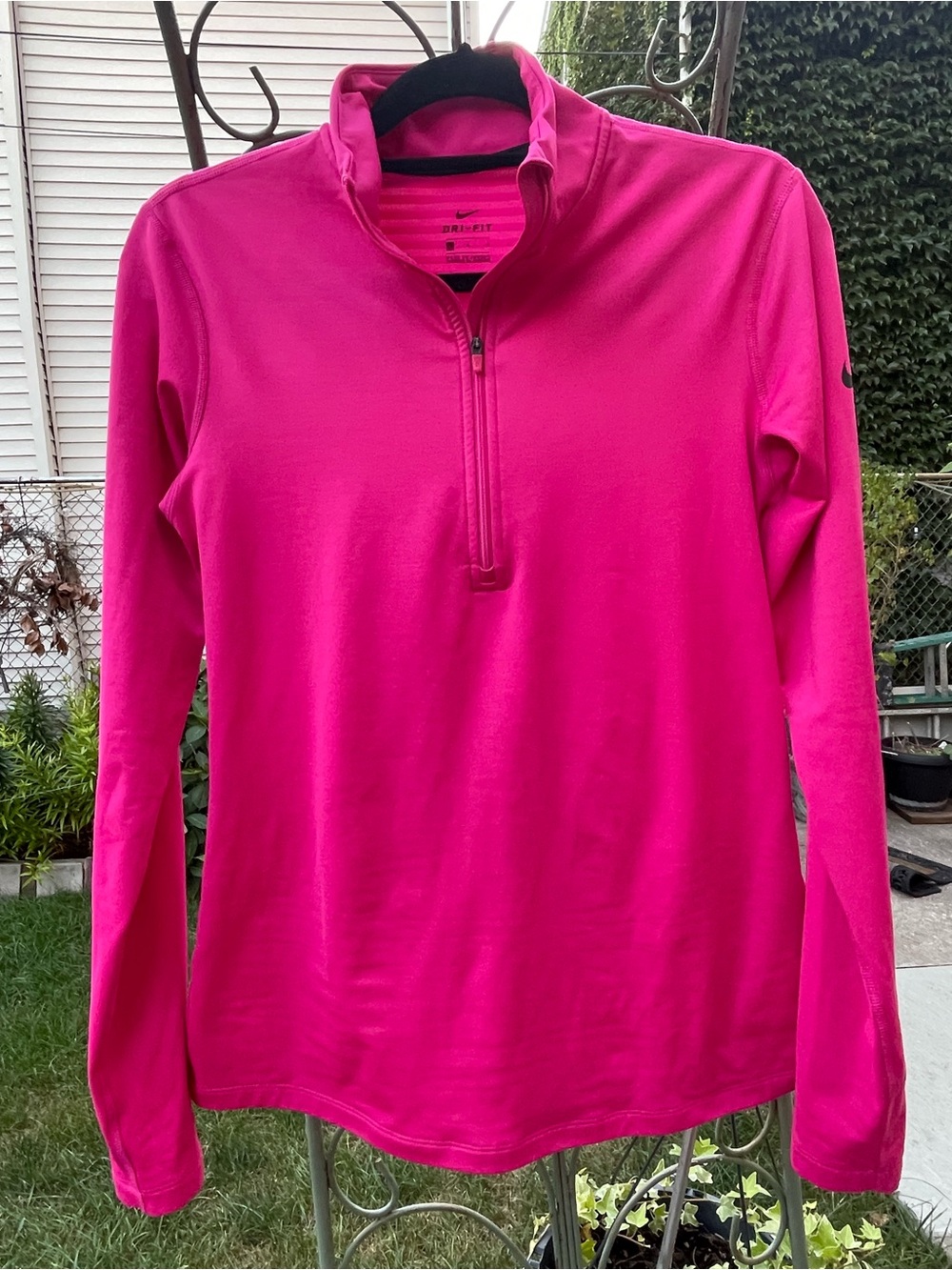 Nike Women's Neon Pink Quarter-Zip Long Sleeve Top